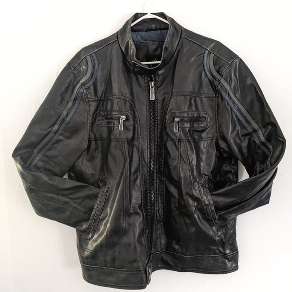 Blue Accent Faux-Leather Jacket - Picture 1 of 2